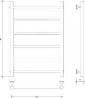 Полотенцесушитель водяной Secado Триада 1 50x80 80x55 см, золотой глянцевый, лесенка