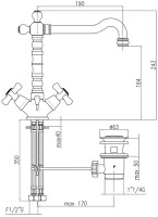 Смеситель для раковины Webert Armony AM700302065 бронза