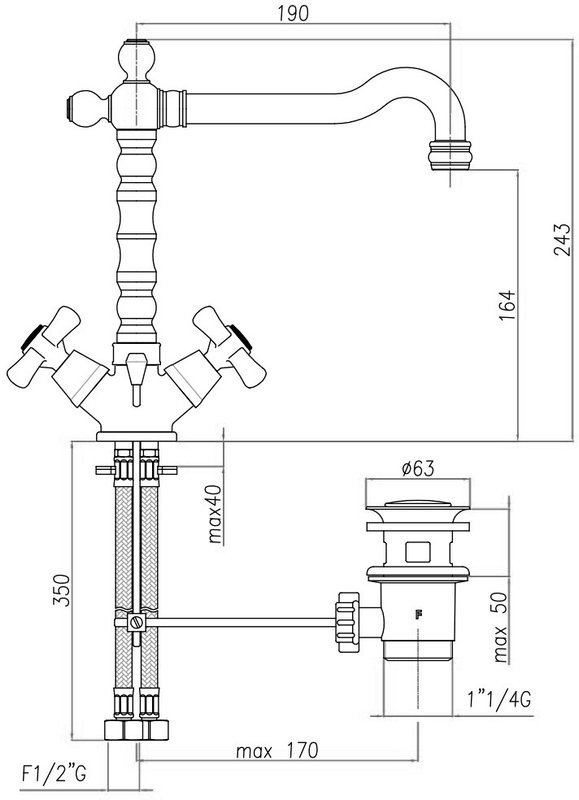 Смеситель для раковины Webert Armony AM700302065 бронза