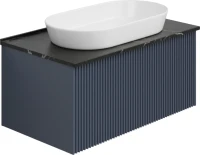 Тумба с раковиной La Fenice Terra 80 подвесная, blu grigio, столешница черный мрамор, раковина белая матовая