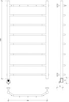 Полотенцесушитель электрический Secado Агата 1 К 100x50 см, подключение слева, графит, лесенка
