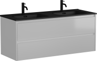 Мебель для ванной комнаты Sancos Libra двойная 120 см, белый глянец, черная раковина