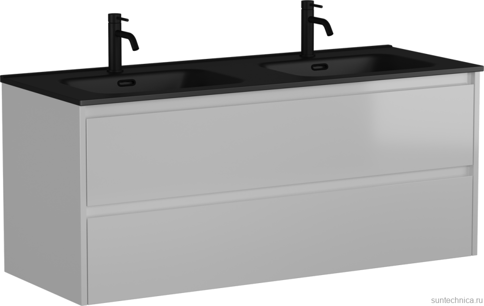 Мебель для ванной комнаты Sancos Libra двойная 120 см, белый глянец, черная раковина