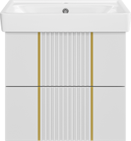 Тумба с раковиной Brevita Vega 60 подвесная, белая, золото