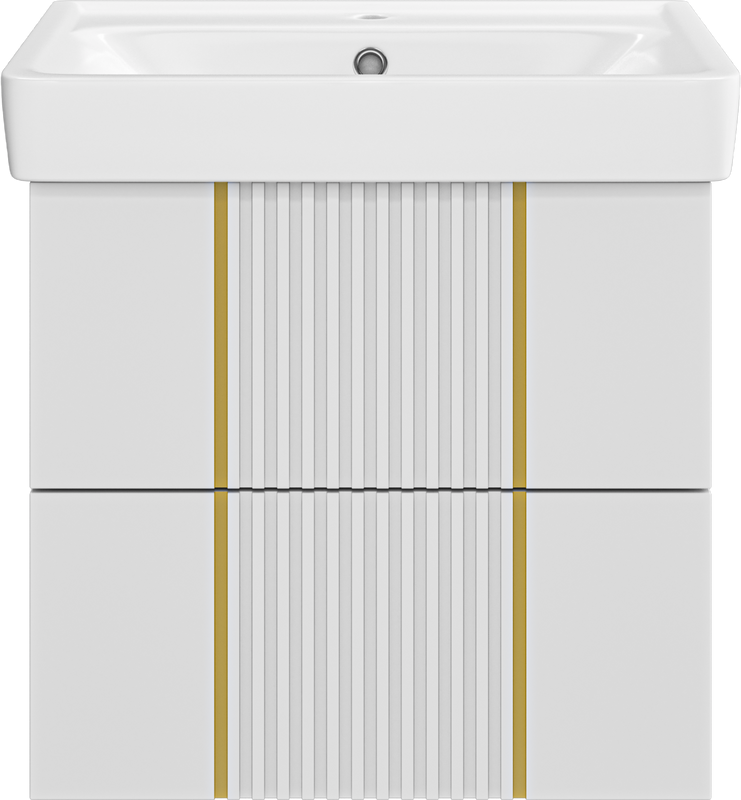 Тумба с раковиной Brevita Vega 60 подвесная, белая, золото