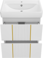 Тумба с раковиной Brevita Vega 60 подвесная, белая, золото