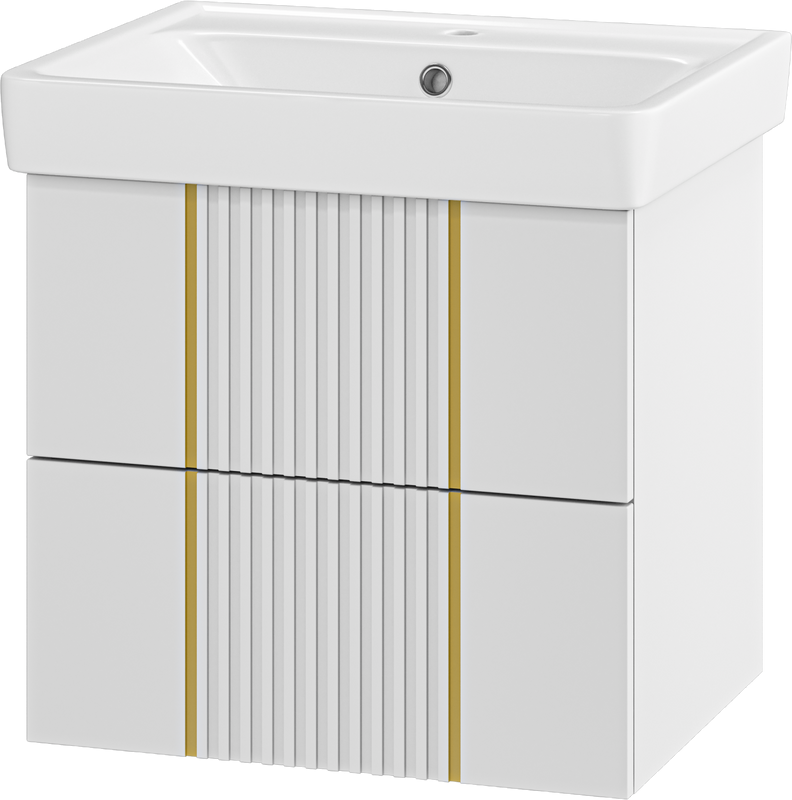 Тумба с раковиной Brevita Vega 60 подвесная, белая, золото