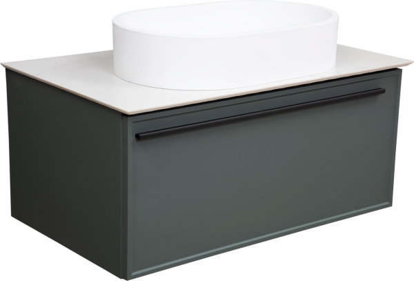 Тумба с раковиной La Fenice Elba 80, серая, белая столешница, матовая раковина
