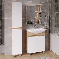 Мебель для ванной комнаты Grossman Поло 60 дуб сонома светлый, белый глянцевый