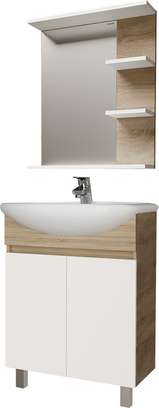 Мебель для ванной комнаты Grossman Поло 60 дуб сонома светлый, белый глянцевый