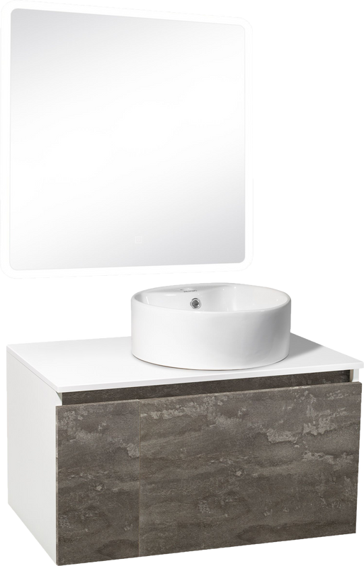 Мебель для ванной комнаты Runo Бари 80 железный камень, раковина Sole 40