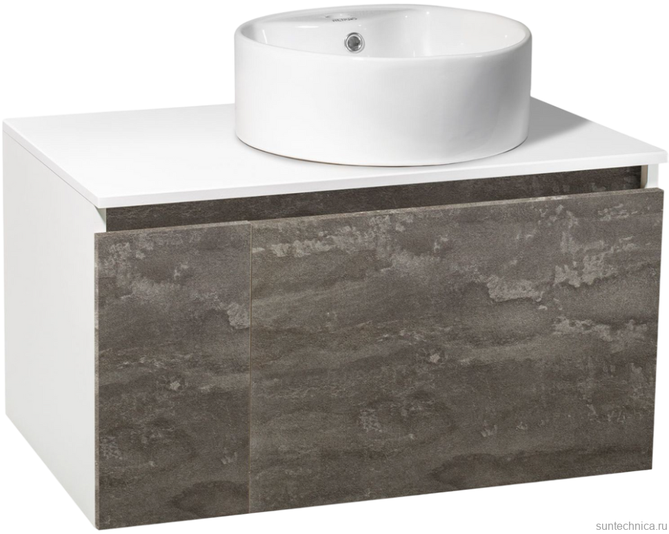 Мебель для ванной комнаты Runo Бари 80 железный камень, раковина Sole 40