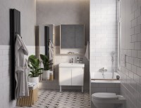 Мебель для ванной комнаты AQUATON Сканди 70 белая глянцевая, дуб верона