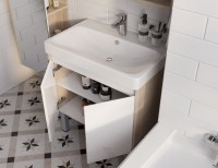 Мебель для ванной комнаты AQUATON Сканди 70 белая глянцевая, дуб верона