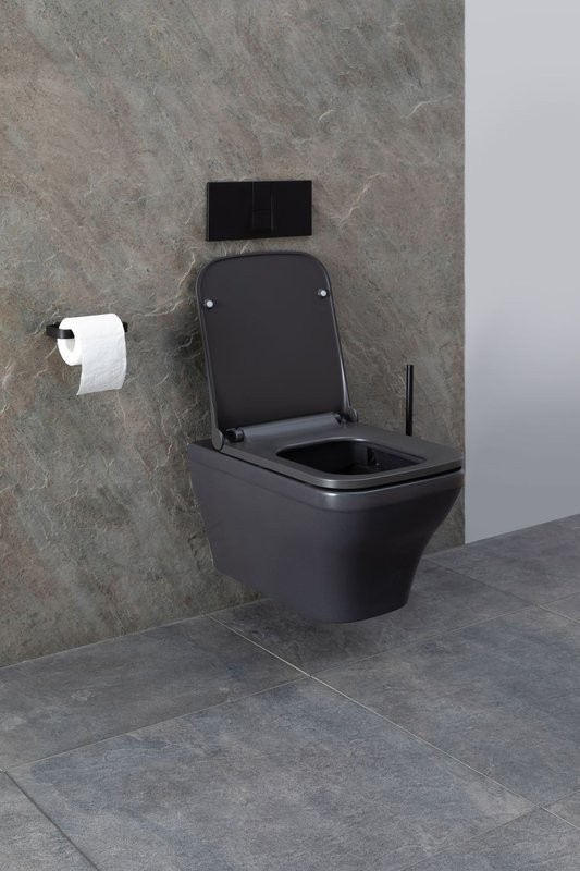 Унитаз подвесной Allen Brau Infinity 4.21011.AN безободковый, с микролифтом, антрацит