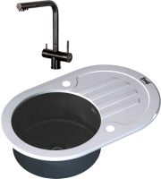 Комплект Мойка Zorg Glass GL-7851-OV-WHITE-GRAFIT графит + Смеситель Inox SZR-7039 GRAFIT графит