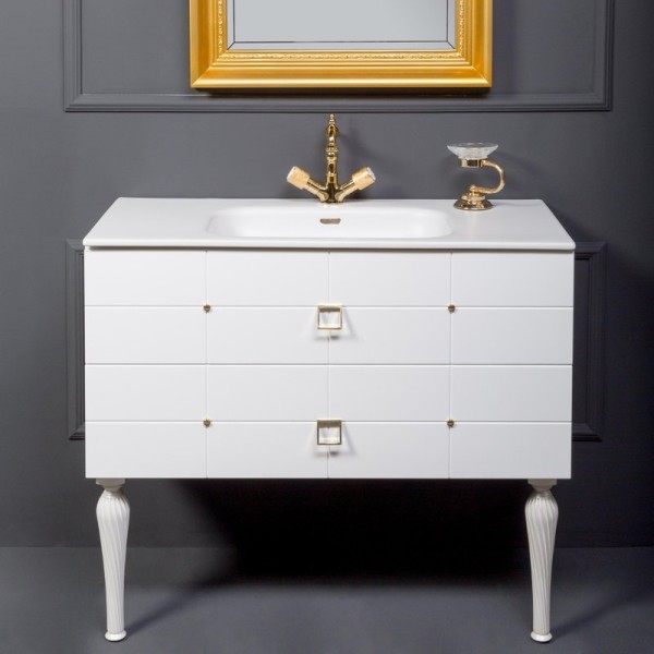 Тумба с раковиной Armadi Art Vallessi Avangarde Vallessi Avangarde Piazza 100 белая, с раковиной-столешницей