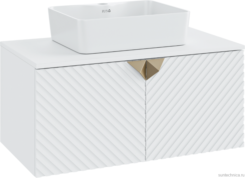 Мебель для ванной комнаты Runo Андорра 85 белая матовая, белый глянец, раковина Lavello 50