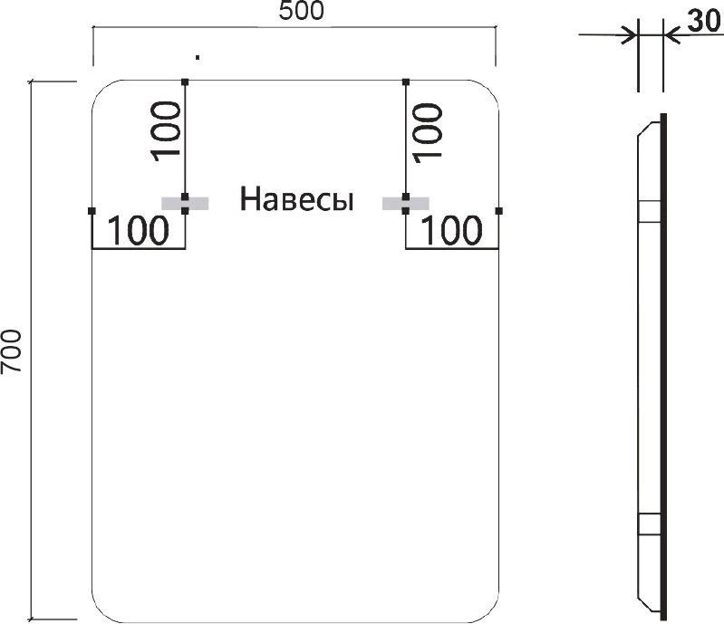 Зеркало Vincea VLM-3VC500B-2 50х70 с подсветкой и антизапотевателем