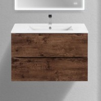 Тумба с раковиной Vincea Mia Slim 80, 2 ящика, темное дерево