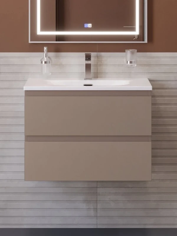 Тумба с раковиной BelBagno Kraft 39 70 подвесная, матовая бежевая, раковина bb-8099-3-70