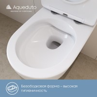 Унитаз подвесной Aqueduto Ovo OVO0120 безободковый, с микролифтом, белый матовый + Ершик Ridder Gaudy Gaudy 2231402 розовый