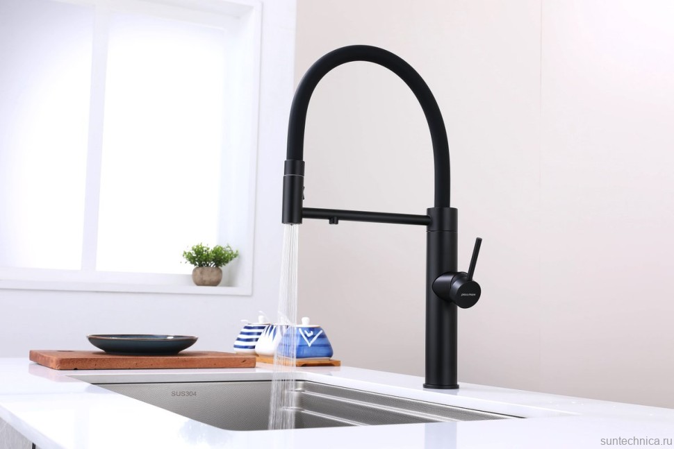 Смеситель для кухни Paulmark Ganymede Ga213199-AN с гибким изливом, антрацит