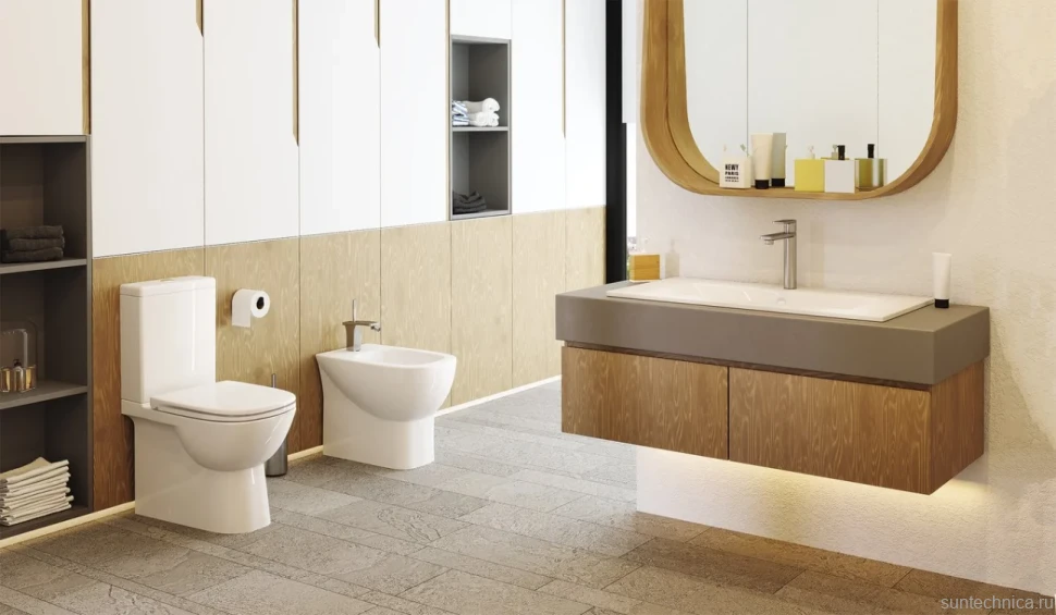 Унитаз-компакт напольный Sanita luxe Quadro Slim с микролифтом, белый