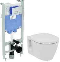 Комплект Унитаз подвесной Ideal Standard Connect + Крышка E712701 с микролифтом, петли хром + Инсталляция Prosys Eco Frame M R0306AA с кнопкой смыва хром