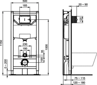 Комплект Унитаз подвесной Ideal Standard Connect + Крышка E712701 с микролифтом, петли хром + Инсталляция Prosys Eco Frame M R0306AA с кнопкой смыва хром