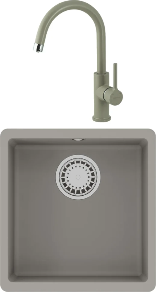 Комплект Мойка Lemark Sinara 400-U 9910063 грей + Смеситель Comfort LM3073PGR грей