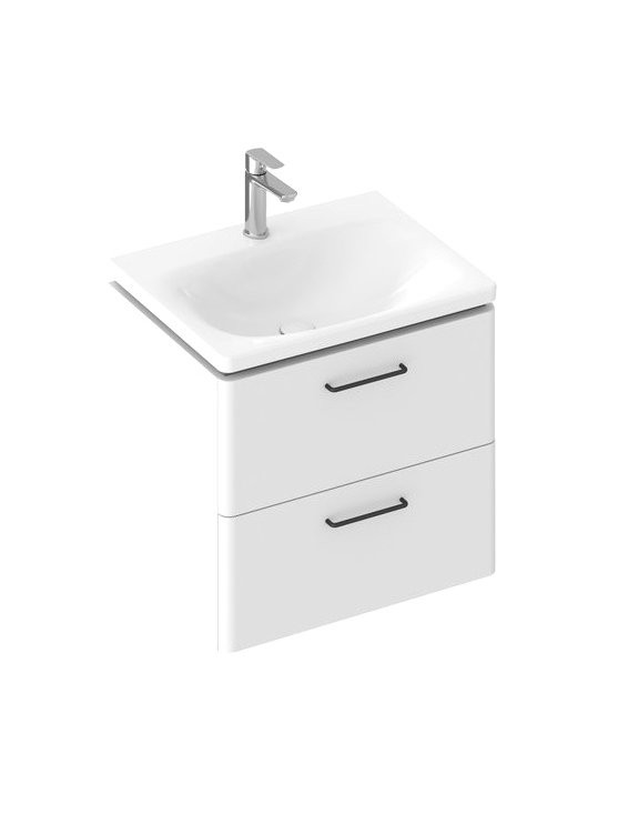 Тумба под раковину без столешницы Ravak Balance II SD 50 глянцевая белая, ручки черные