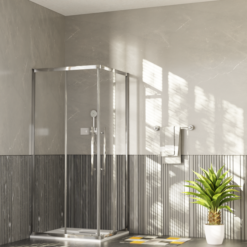 Душевой уголок Esbano Flex ESF-80D1+120D2-C 120х80 см, профиль хром, стекло прозрачное