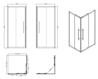 Душевой уголок Esbano Flex ESF-80D1+120D2-C 120х80 см, профиль хром, стекло прозрачное