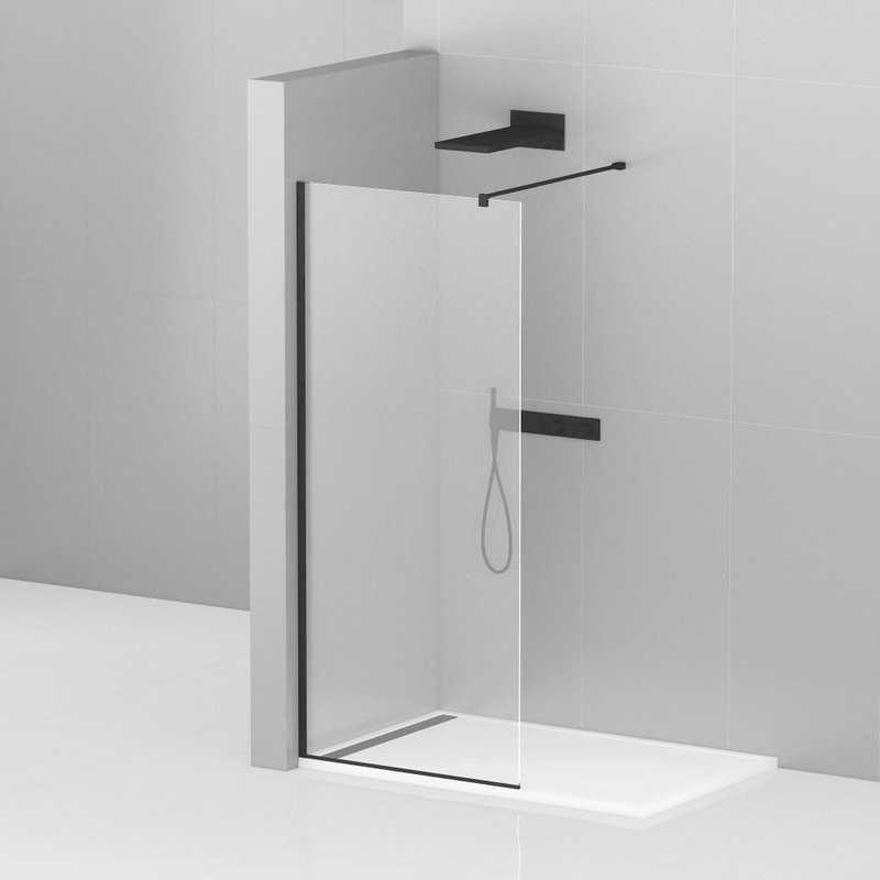 Душевая перегородка Cezares Liberta -L-1-125-120-C-NERO профиль черный, стекло прозрачное