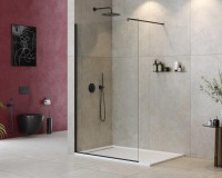 Душевая перегородка Cezares Liberta -L-1-125-120-C-NERO профиль черный, стекло прозрачное