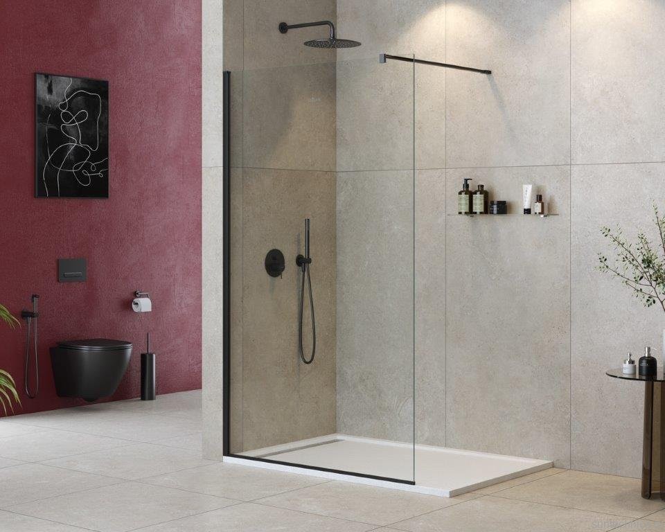 Душевая перегородка Cezares Liberta -L-1-125-120-C-NERO профиль черный, стекло прозрачное