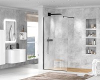 Душевая перегородка Cezares Liberta -L-1-125-120-C-NERO профиль черный, стекло прозрачное