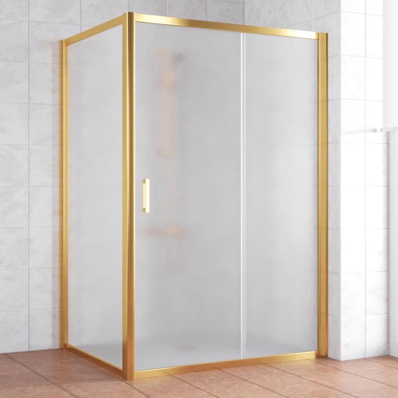 Душевой уголок Vegas Glass ZP+ZPV 140*100 09 10 профиль золото, стекло сатин