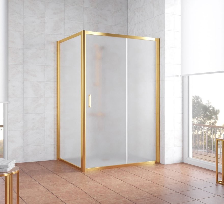 Душевой уголок Vegas Glass ZP+ZPV 140*100 09 10 профиль золото, стекло сатин