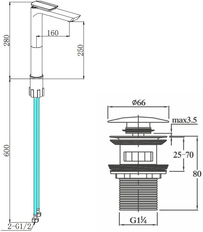Смеситель для раковины BOCH MANN Como BM9632 черный