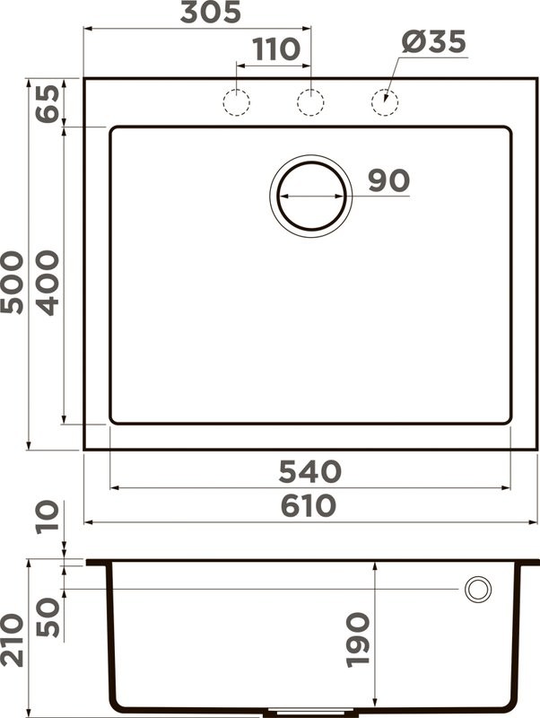 Комплект Мойка Omoikiri Bosen 61-GR leningrad grey + Измельчитель Nagare slim 900