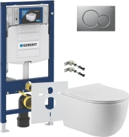 Комплект Унитаз подвесной Vincea Evo + Крепления Geberit Duofix 111.815.00.1 к стене + Инсталляция UP 320 111.300.00.5 + Кнопка Sigma 01 115.770.JQ.5 лакированная, матовый хром + Звукоизоляция