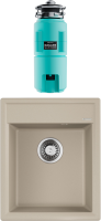 Комплект Мойка Omoikiri Daisen 42-SA бежевая + Измельчитель Nagare slim 1250-AZ azur blue