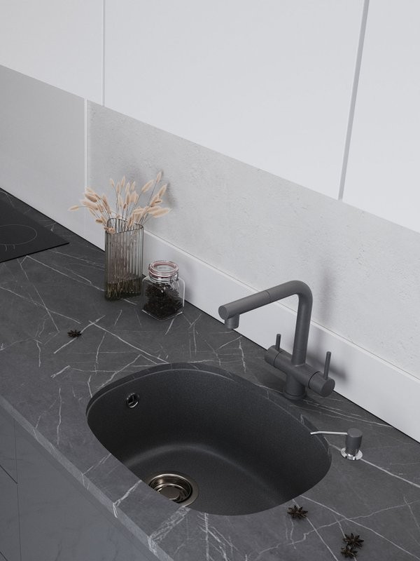 Мойка кухонная Emar Quartz EMQ-1560.P антрацит