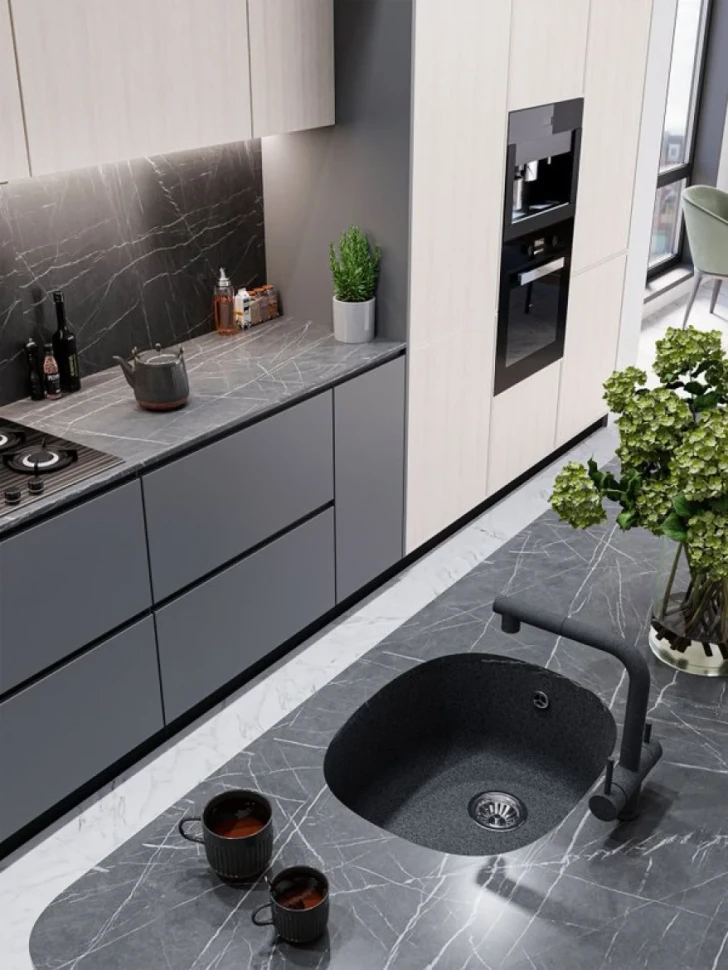 Мойка кухонная Emar Quartz EMQ-1560.P антрацит