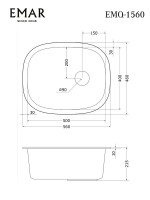 Мойка кухонная Emar Quartz EMQ-1560.P антрацит Мойка кухонная Emar Quartz EMQ-1560.P антрацит