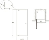 Душевая дверь в нишу Jacob Delafon Serenity 80 профиль хром