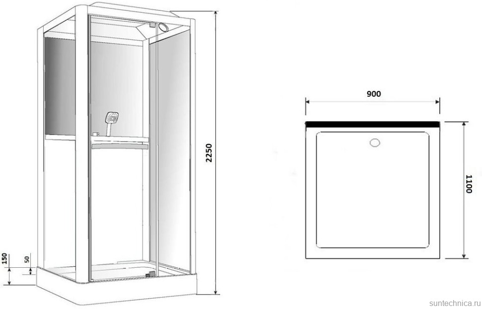 Душевая кабина Grossman GR-123 110x90 см белая