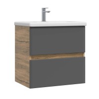 Мебель для ванной комнаты SanStar Graffa 60 дуб вотан, графит софт, раковина Фостер 60